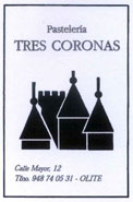 Cartel de la Pastelería Tres Coronas
