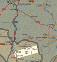 Mapa destacando Olite y Ujué