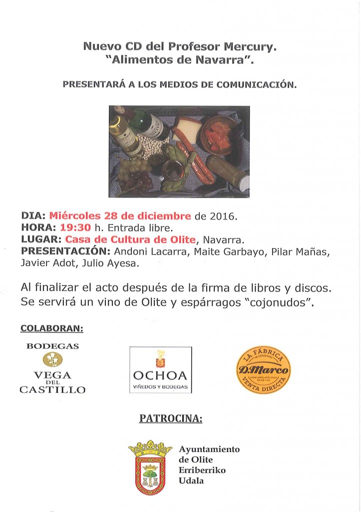 PRESENTACIÓN DE LAS OBRAS DEL PROFESOR MERCURY. OLITE 28/12/2016
