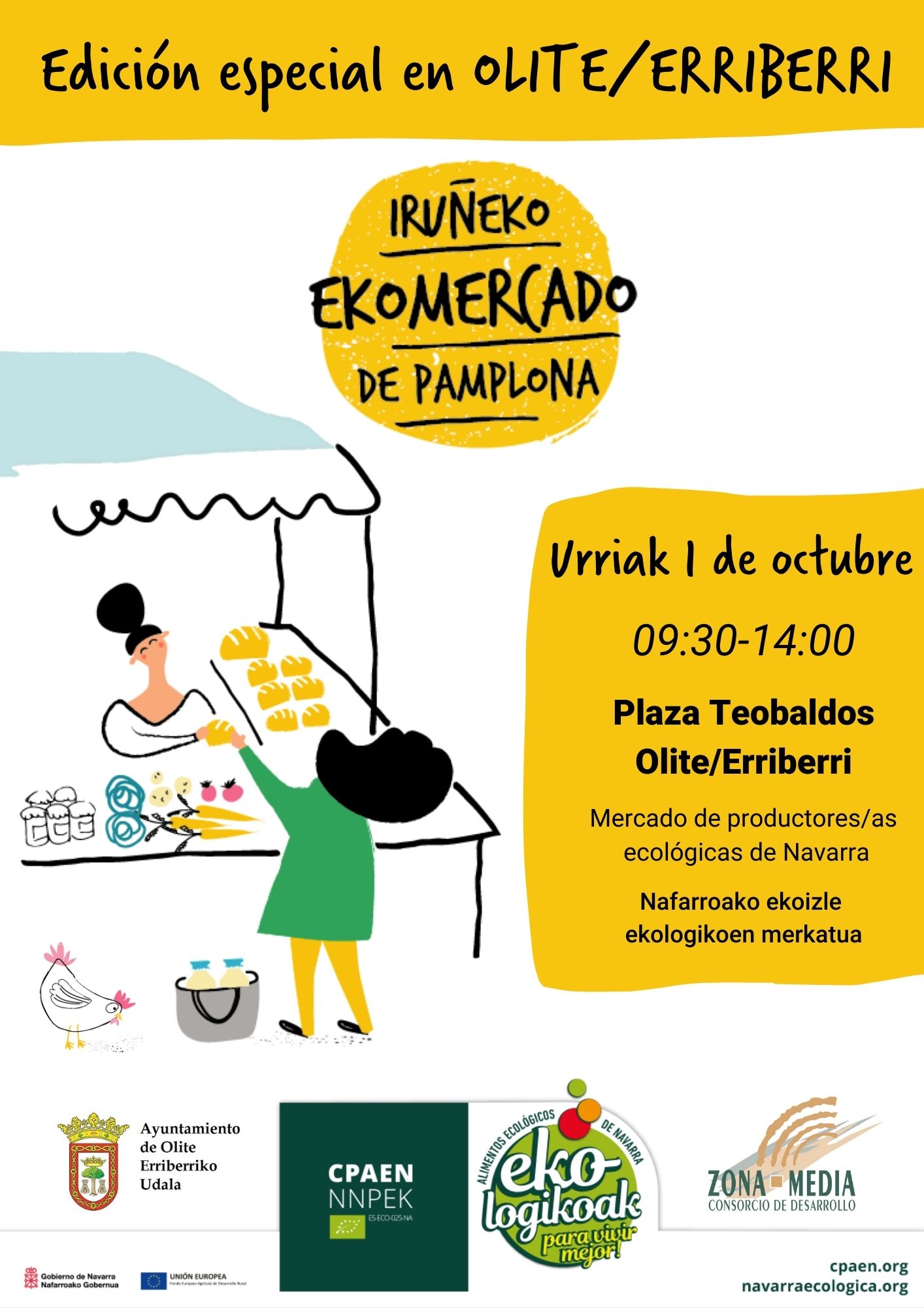 El EKOmercado se traslada a Olite/Erriberri el próximo 1 de octubre