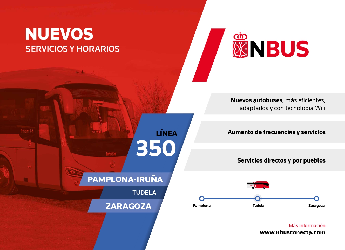 Modificación servicio autobús interurbano Pamplona/Iruña-Tudela-Zaragoza